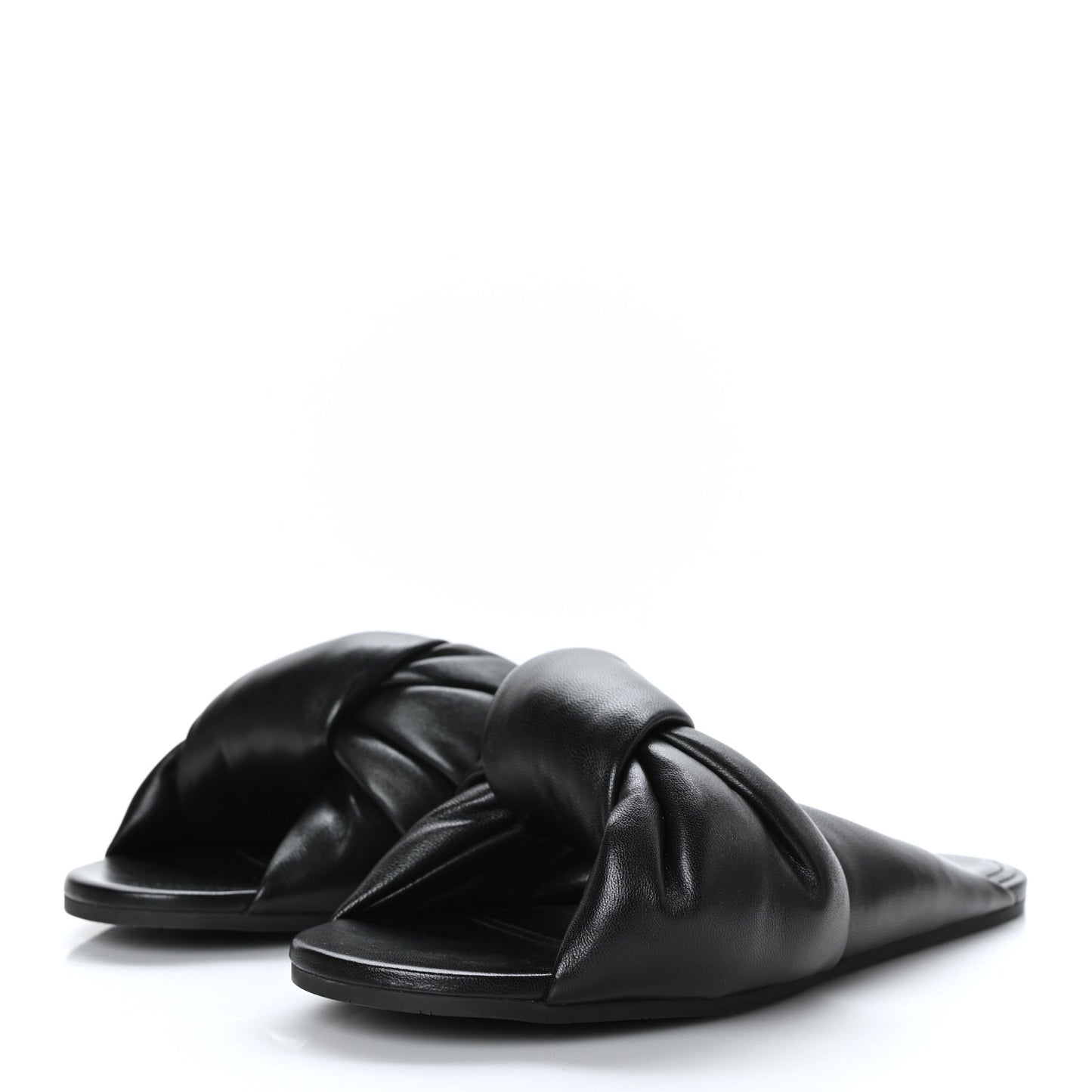 Lambskin Drapy Slide Sandals 36 Black