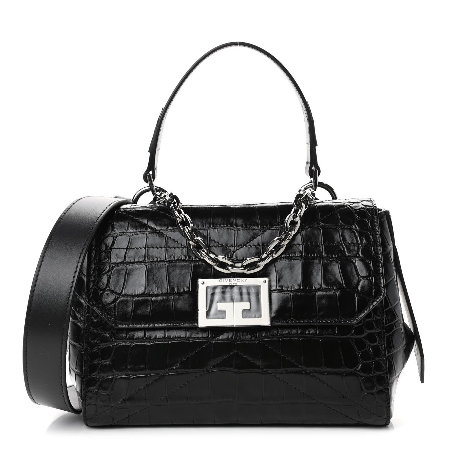 Croc Embossed Small ID Flap Black