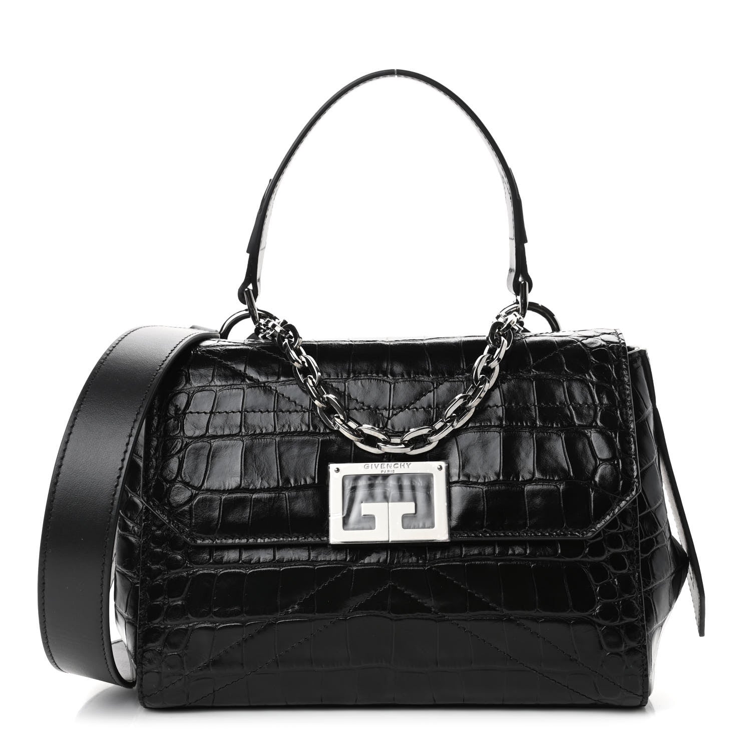 Givenchy Croc Embossed Small ID Flap Black 1 of 4