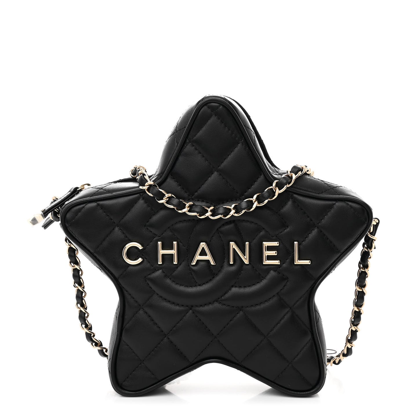 Lambskin Quilted Walk of Fame Star Bag Black