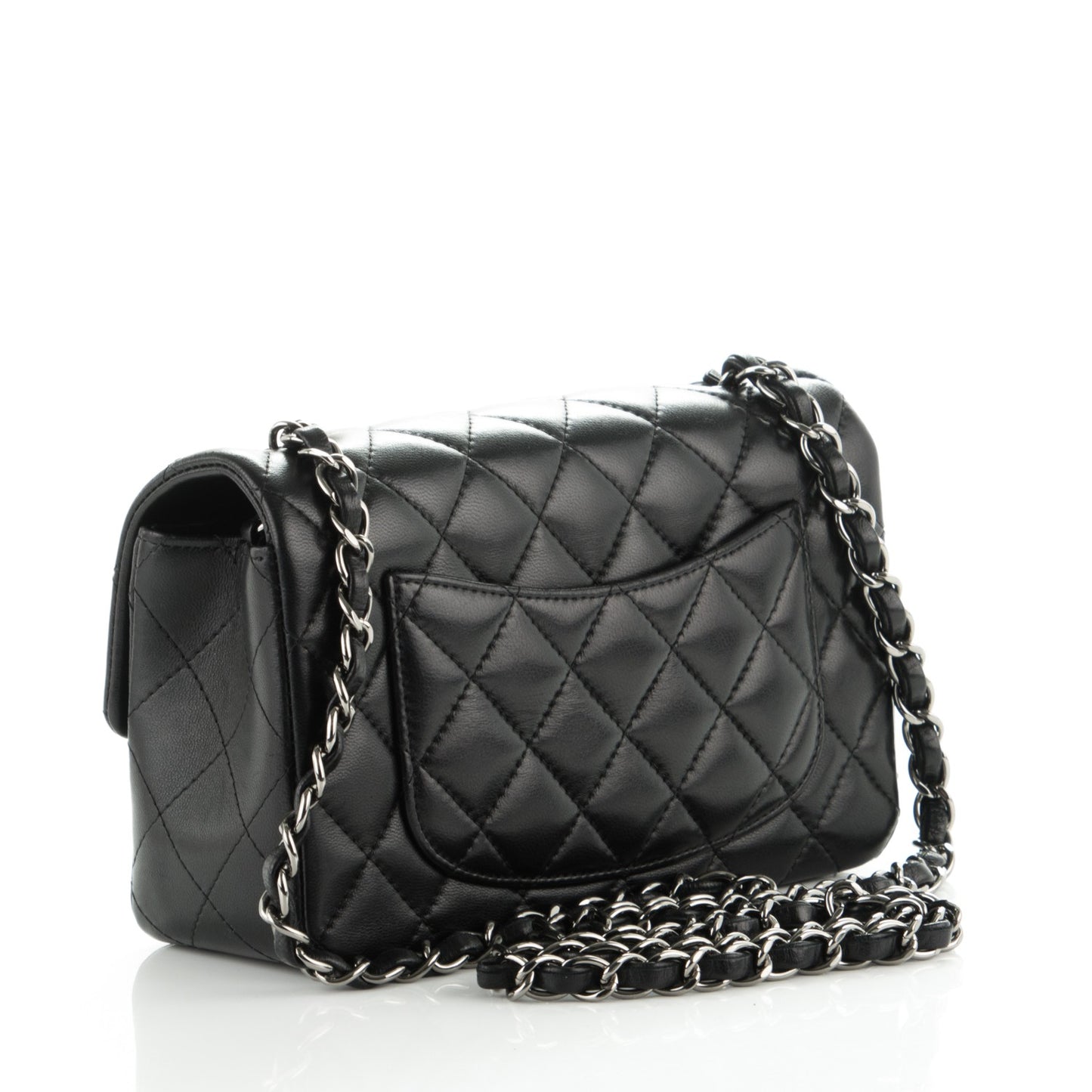 Lambskin Quilted Mini Rectangular Flap Black