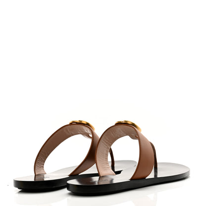 Gucci Calfskin GG Marmont Thong Sandals 38.5 Cognac 4 of 8