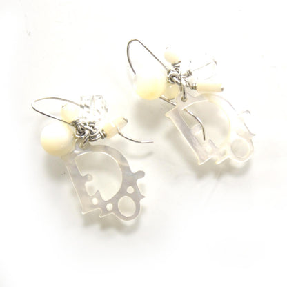 Christian Dior Logo Dangle Earrings White 1 of 3