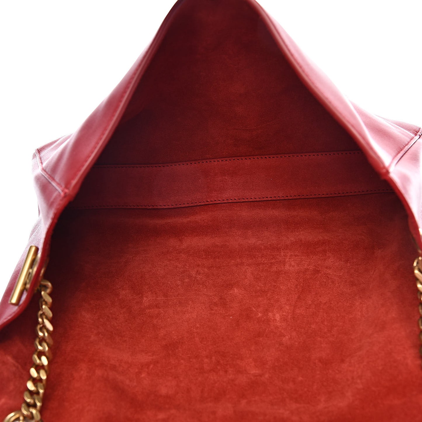 Smooth Calfskin Suede Medium Reversible Monogram Kate Satchel New Red