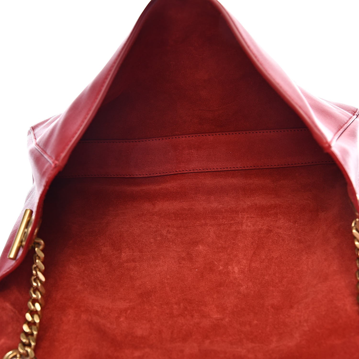 Saint Laurent Smooth Calfskin Suede Medium Reversible Monogram Kate Satchel New Red 5 of 11