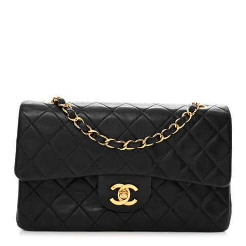 Lambskin Quilted Small Double Flap Black