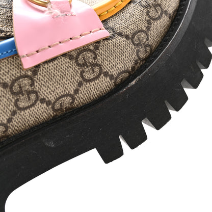Gucci GG Supreme Monogram Cordovan Lux Womens Harald Horsebit 25mm Platform Loafers 37.5 Beige Sugar Pink Crop Shine Purple Marine 10 of 11