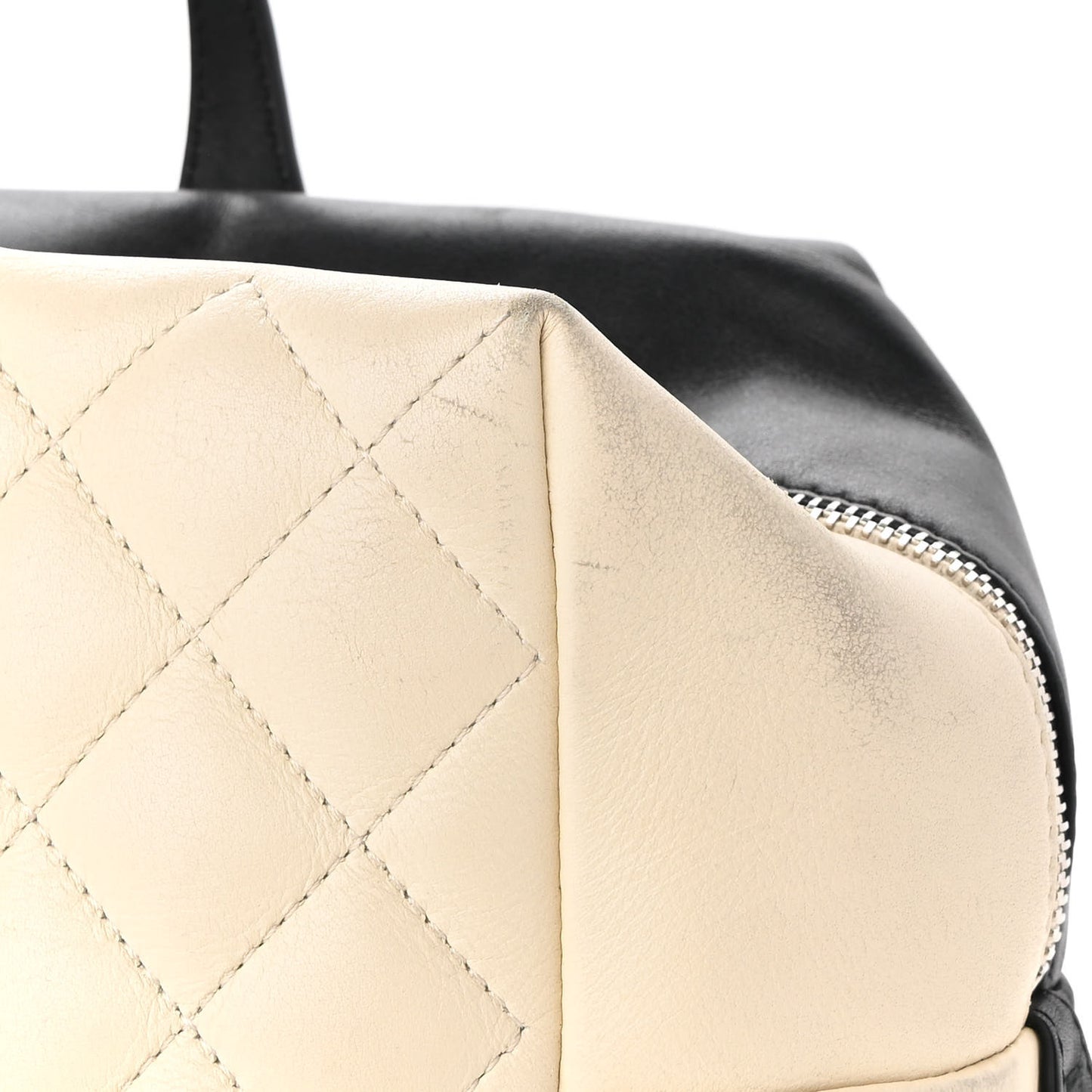 Calfskin Quilted Large Feather Weight Bowling Bag Black Ivory
