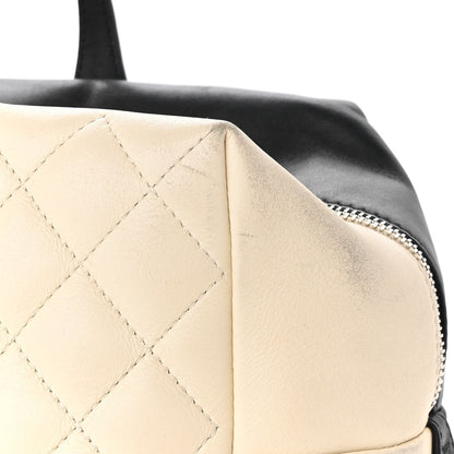 Chanel Calfskin Quilted Large Feather Weight Bowling Bag Black Ivory 9 of 12
