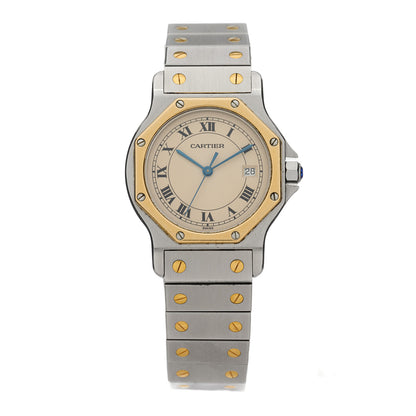 Cartier Stainless Steel 18K Yellow Gold 29mm Santos Octagon Quartz Watch 1 of 4