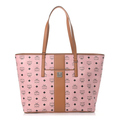 MCM Visetos Medium Anya Zip Top Shopper Tote Soft Pink 1 of 4