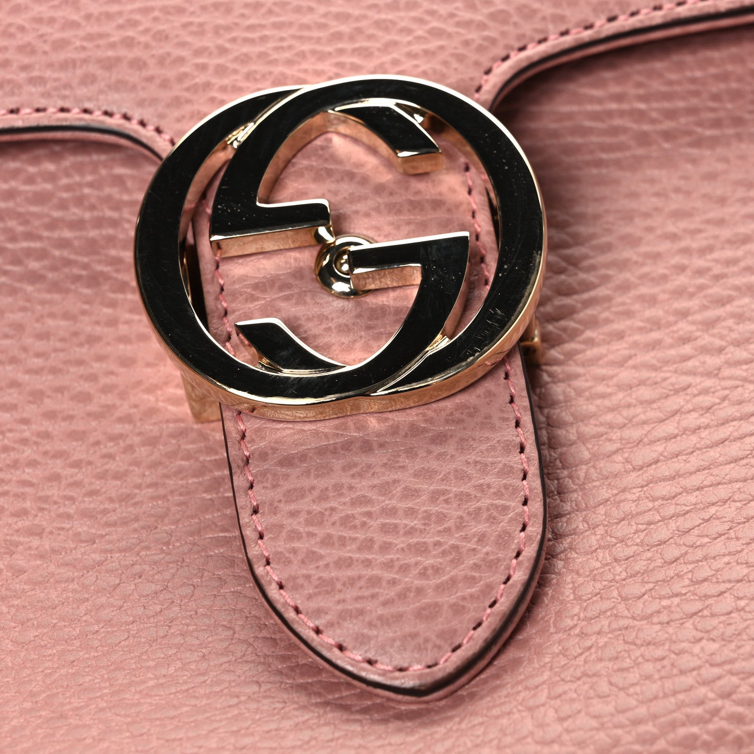 Gucci Dollar Calfskin Medium Interlocking G Top Handle Shoulder Bag Soft Pink 11 of 11