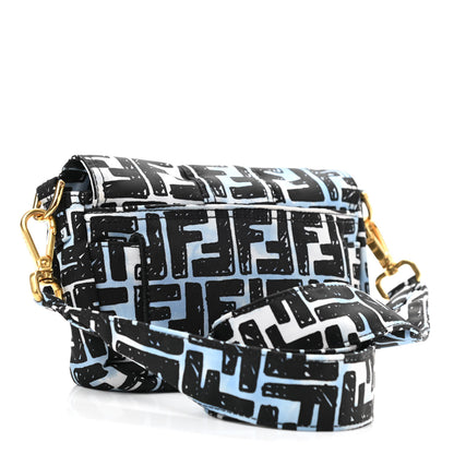 Fendi X JOSHUA VIDES Nylon FF Cloudy Mini Belt Baguette Bag White Celeste Black 3 of 10