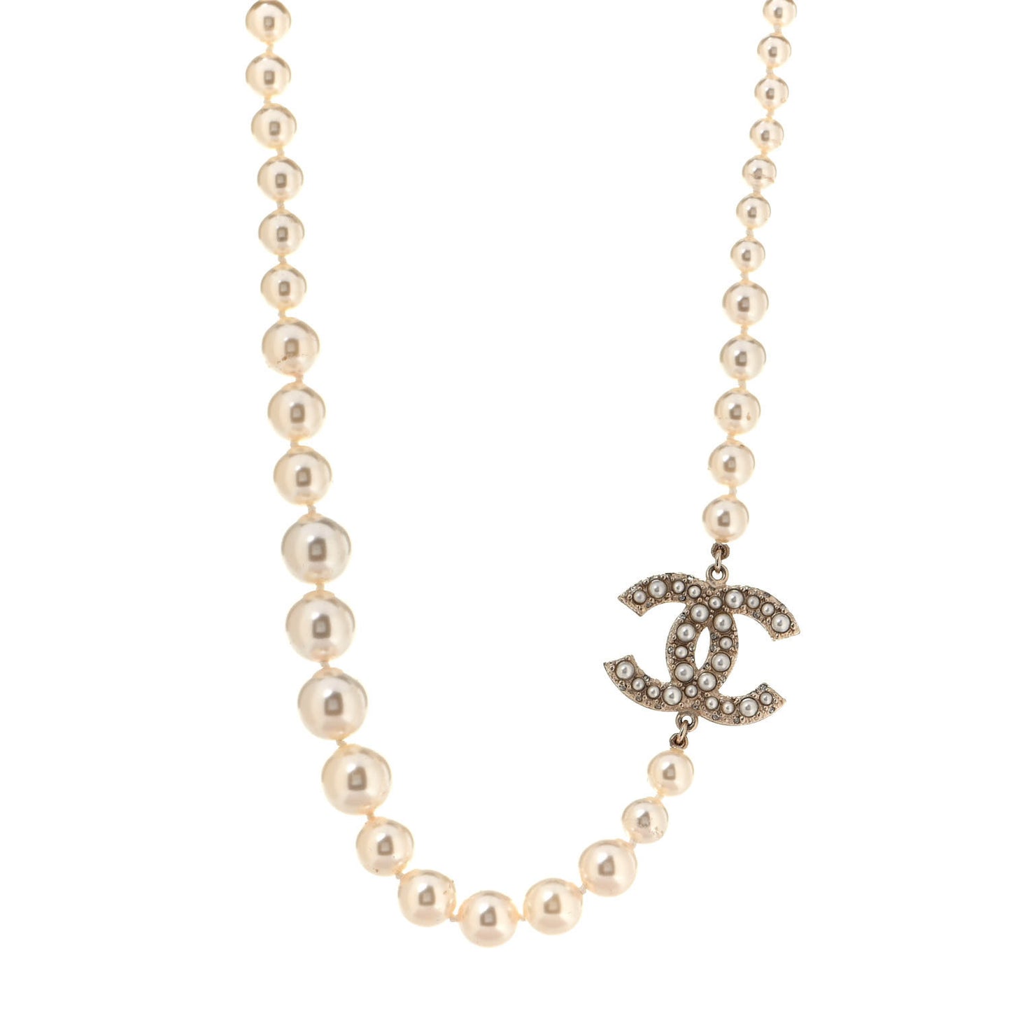 Pearl CC 100th Anniversary Necklace Light Gold