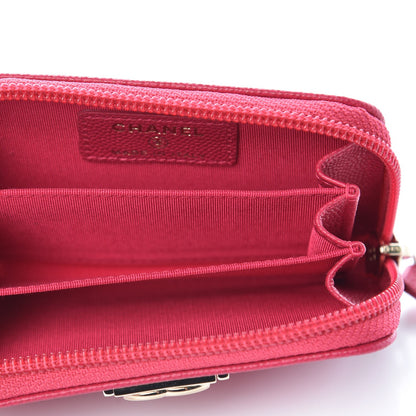 Chanel Caviar Quilted Boy Zip Around Coin Purse Wallet Fuchsia 4 of 8