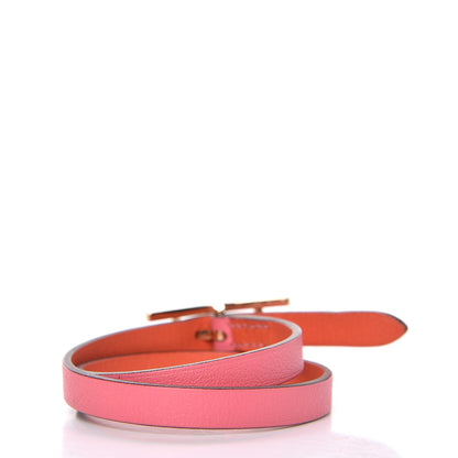 Hermes Swift Behapi Double Tour Reversible Bracelet XS Rose Azalee Orange Poppy 3 of 7