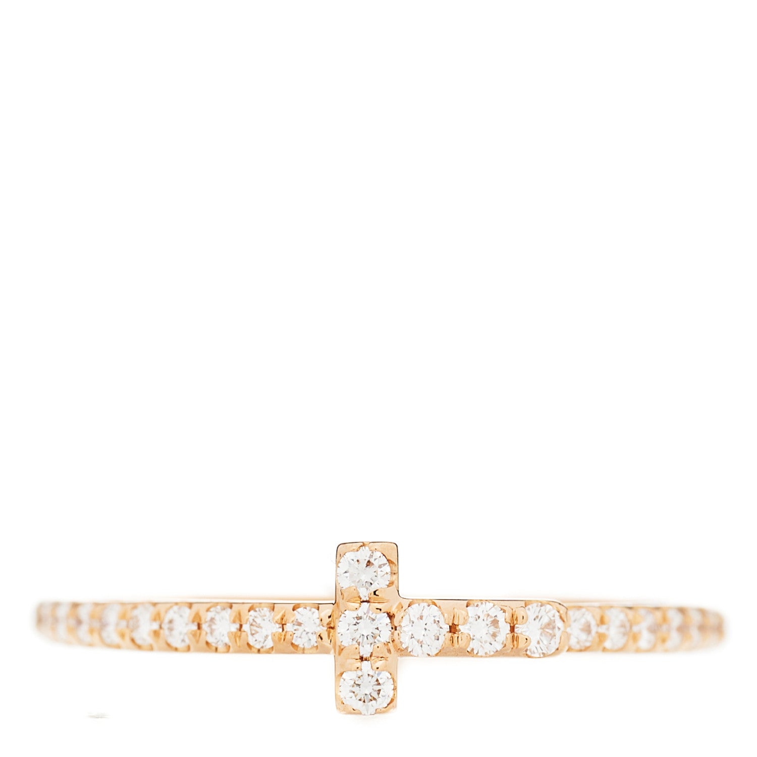 Tiffany 18K Yellow Gold Diamond T Wire Pave Ring 50 5.5 1 of 5