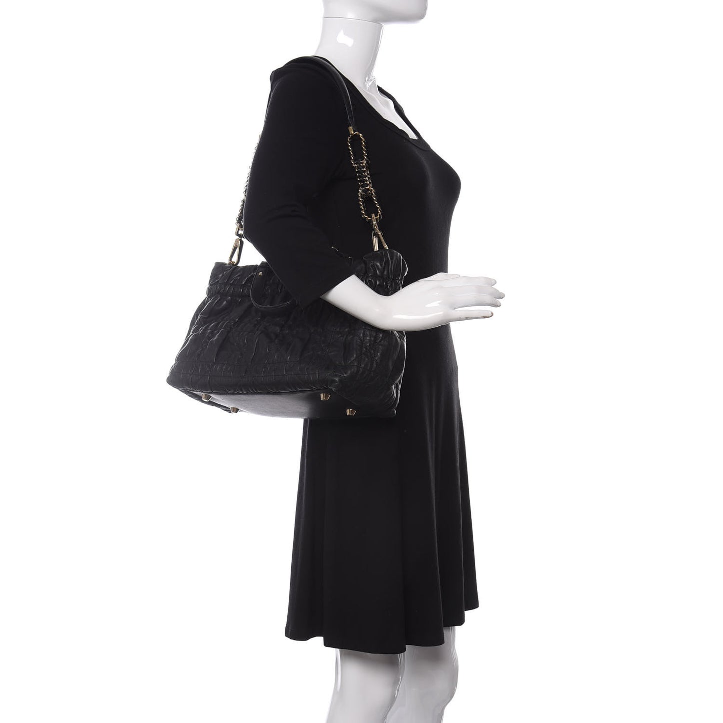 Gaufre Lambskin Cannage Delices Tote Black
