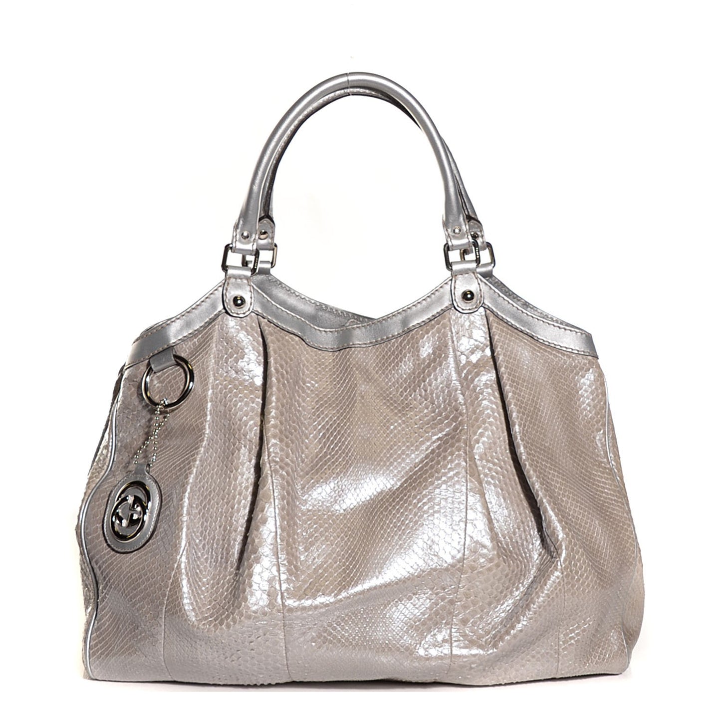 Metallic Python Large Sukey Tote Silver