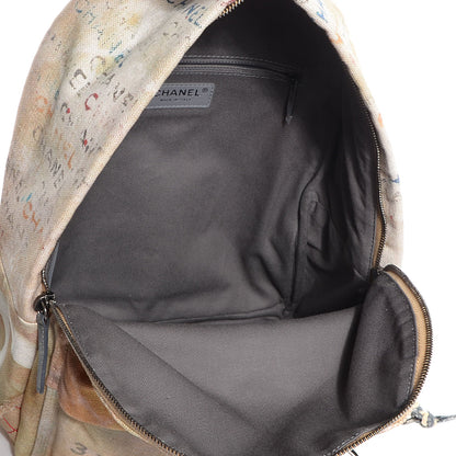 Chanel Graffiti Printed Canvas Medium Backpack Beige 6 of 8