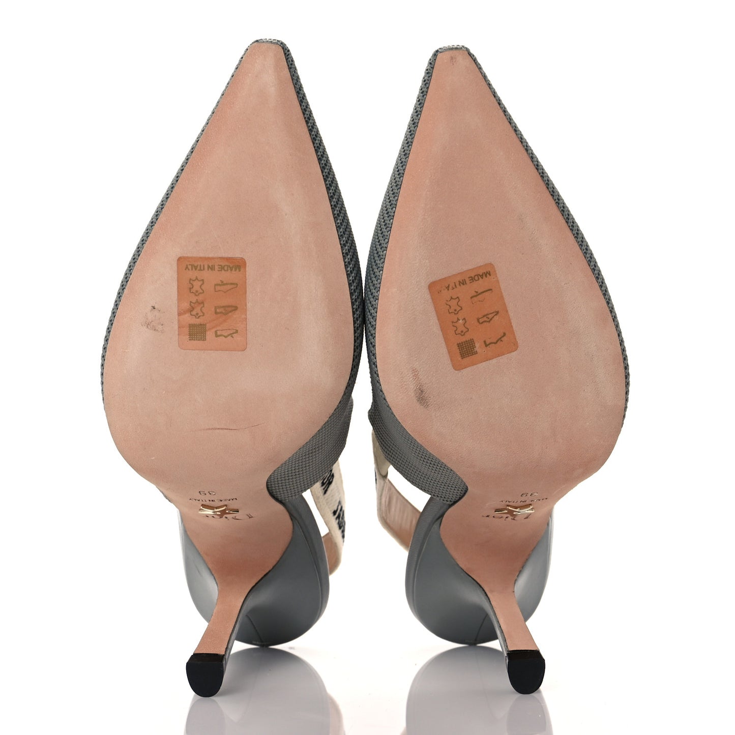 Technical Canvas Ribbon J'Adior Slingback 100mm Pumps 39 Grey Stone