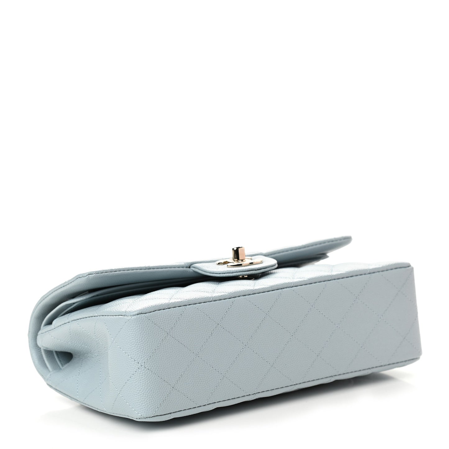 Caviar Quilted Small Double Flap Light Blue