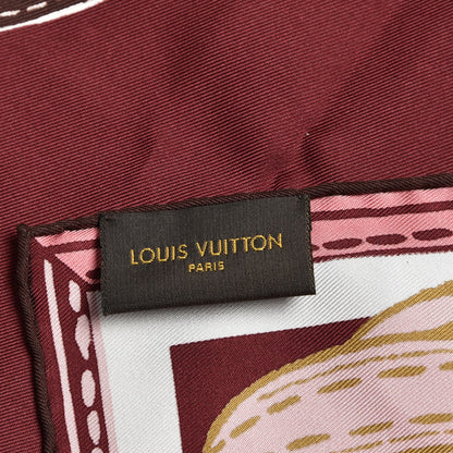 Louis Vuitton Silk Square Handle Me Scarf Burgundy 6 of 7