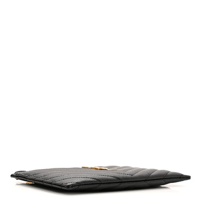 Saint Laurent Grain De Poudre Chevron Monogram Bill Pouch Black 4 of 8