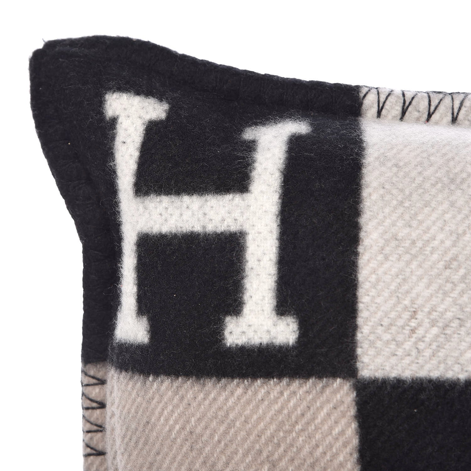 Hermes Wool Cashmere Avalon III Pillow PM Ecru Black 4 of 5