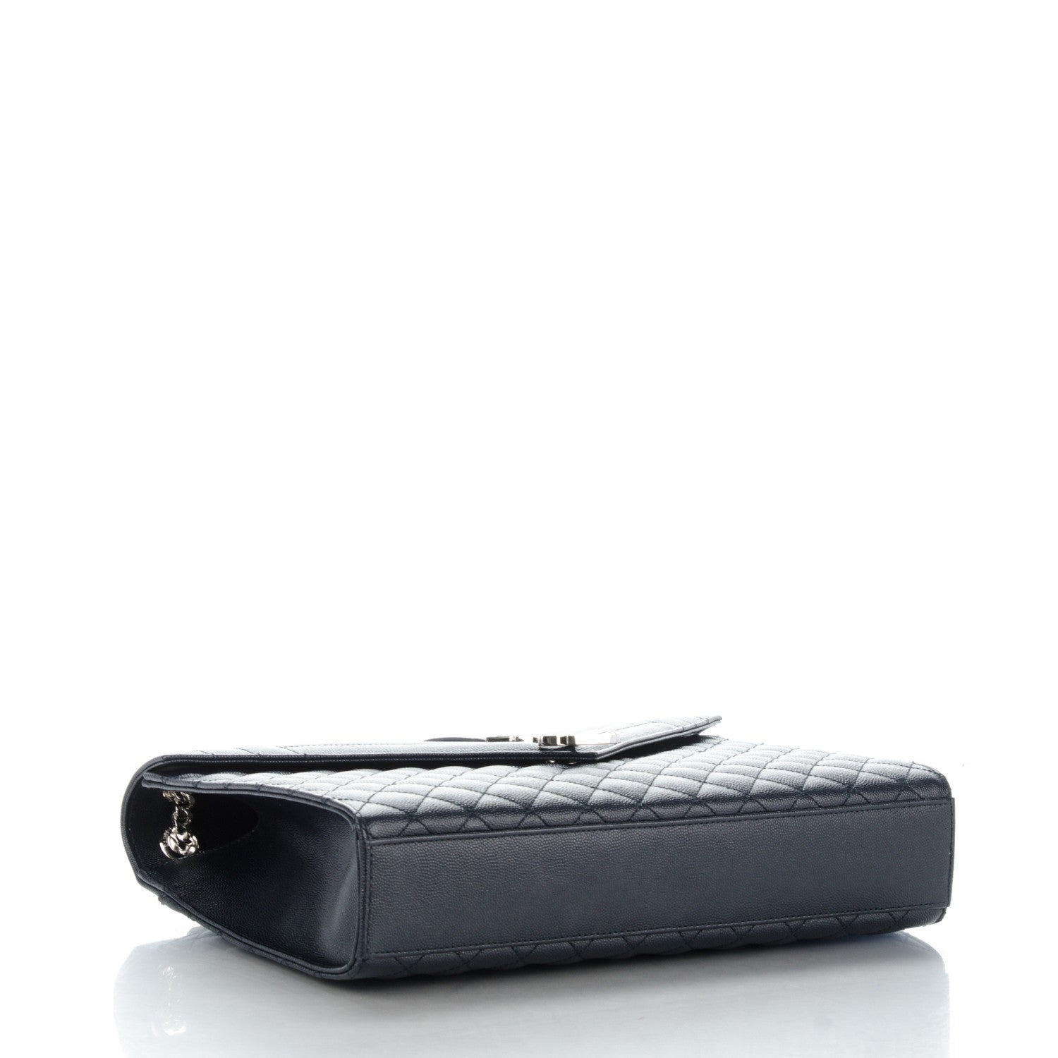 Saint Laurent Grain De Poudre Mixed Matelasse Large Triquilt Monogram Satchel Deep Marine 4 of 8