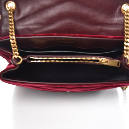 Saint Laurent Velvet Y Quilted Monogram Small Loulou Chain Satchel Burgundy 5 of 7