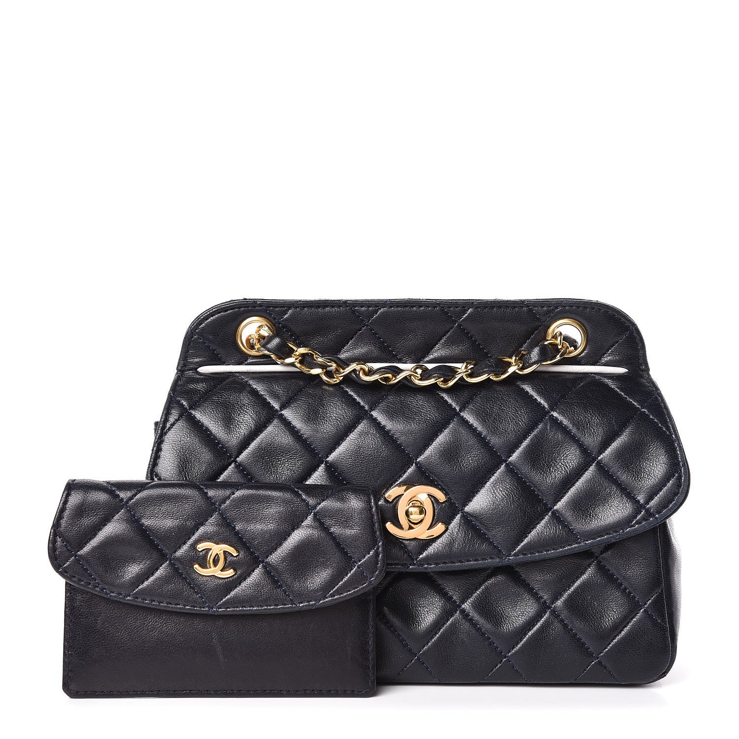 Chanel Lambskin Quilted Small Single Flap Navy 3 of 17