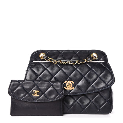 Chanel Lambskin Quilted Small Single Flap Navy 3 of 17
