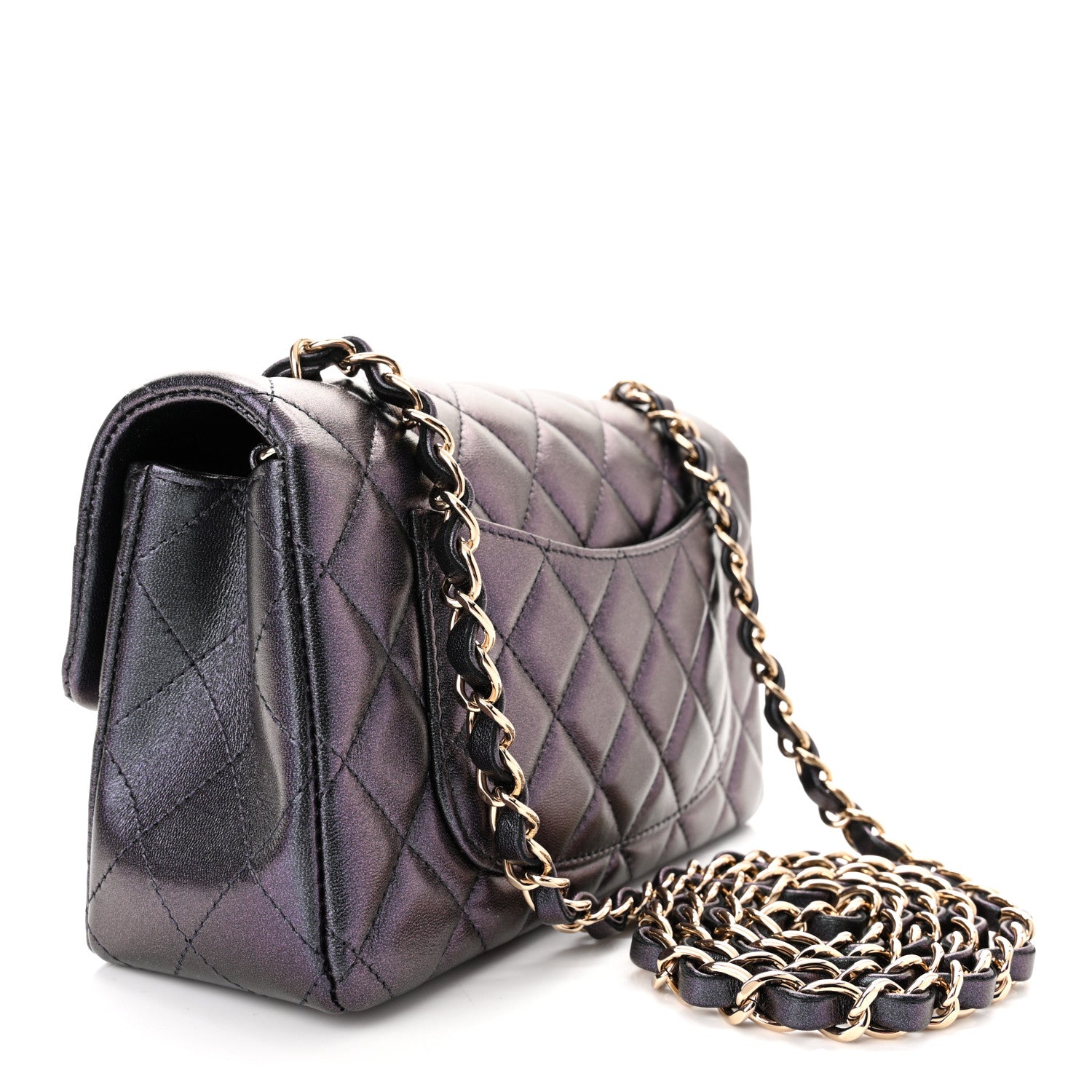 Chanel Iridescent Lambskin Quilted Mini Rectangular Flap Black 3 of 10