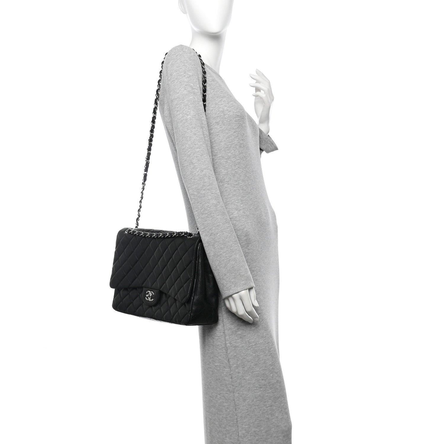Chanel Lambskin Quilted Maxi Single Flap Black 2 of 11