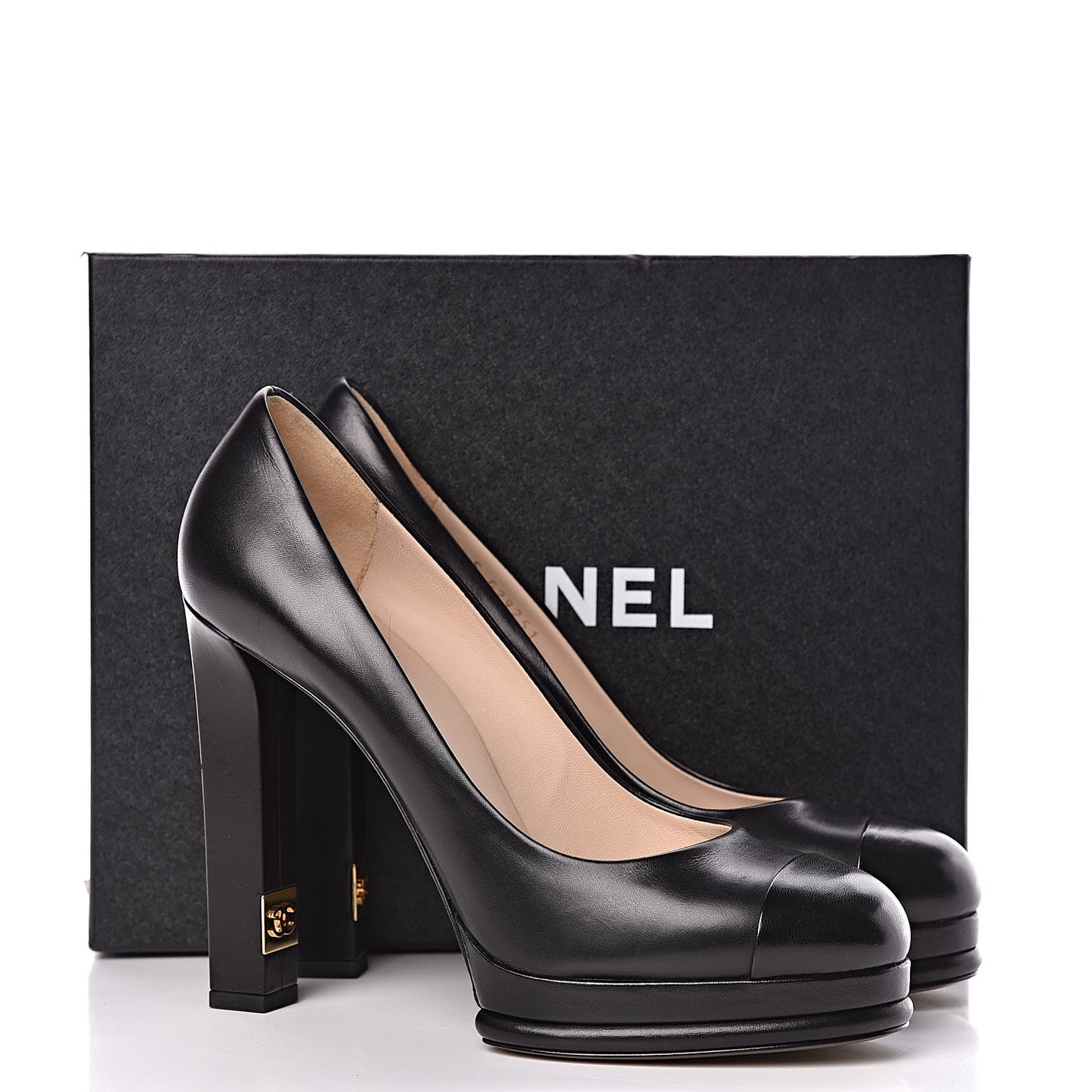 Lambskin Platform Cap Toe Pumps 42 Black