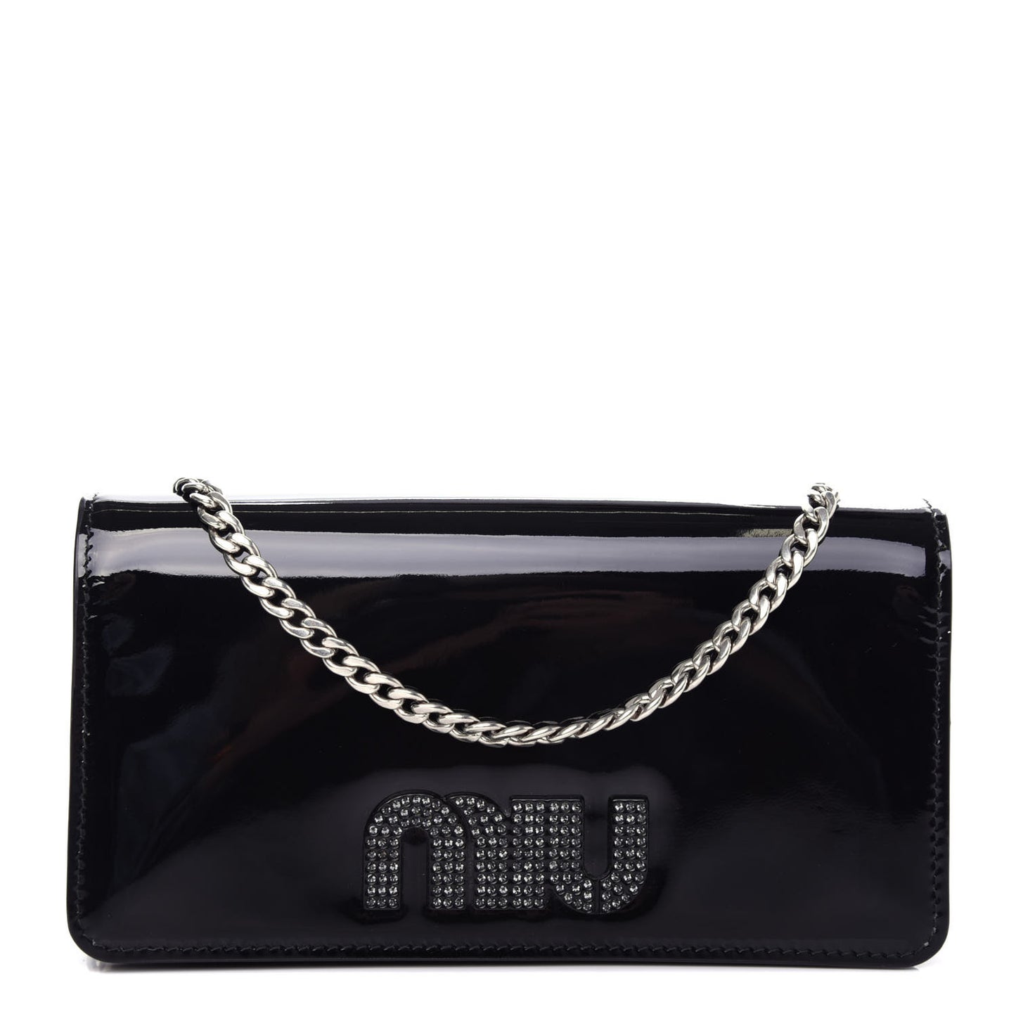 Vernice Crystal Logo Crossbody Black