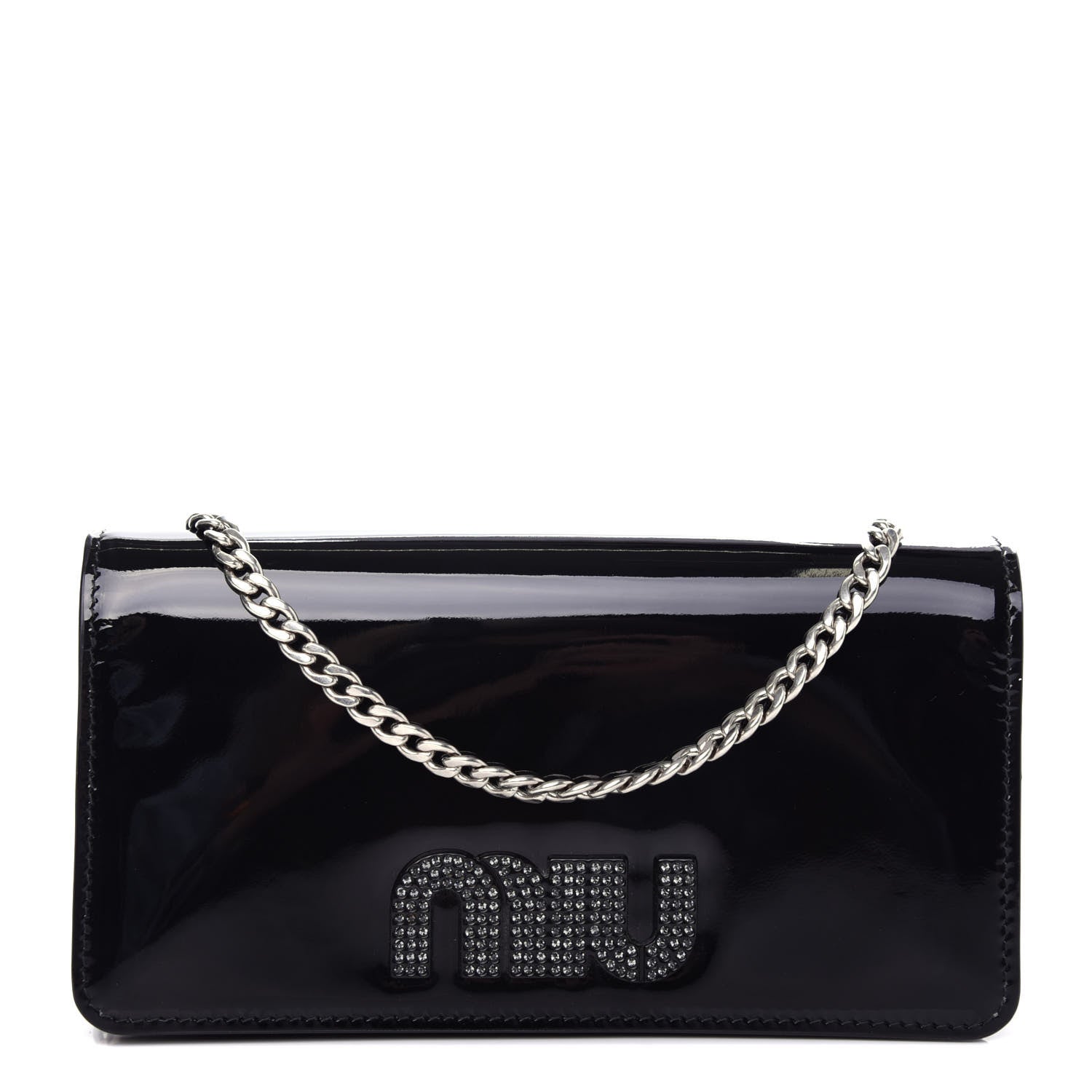 Miu Miu Vernice Crystal Logo Crossbody Black 1 of 11