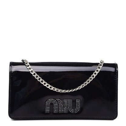 Miu Miu Vernice Crystal Logo Crossbody Black 1 of 11