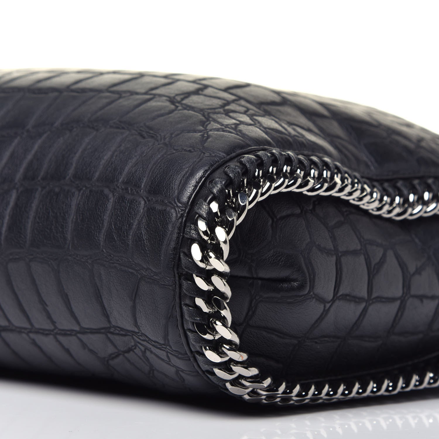 Stella McCartney Crocodile Embossed Falabella Fold Over Tote Black 10 of 10