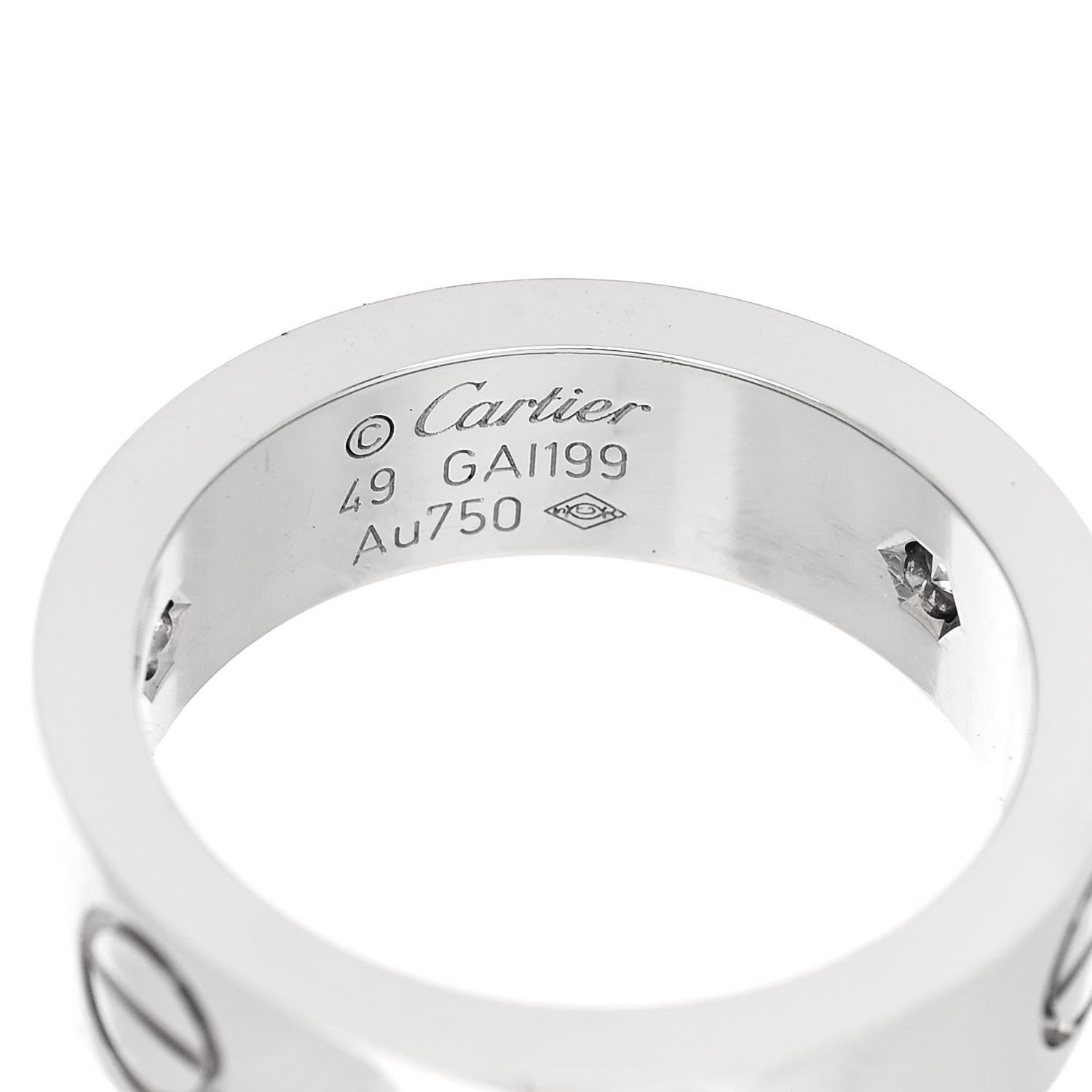 Cartier 18K White Gold 3 Diamond 5.5mm LOVE Ring 49 5 4 of 5