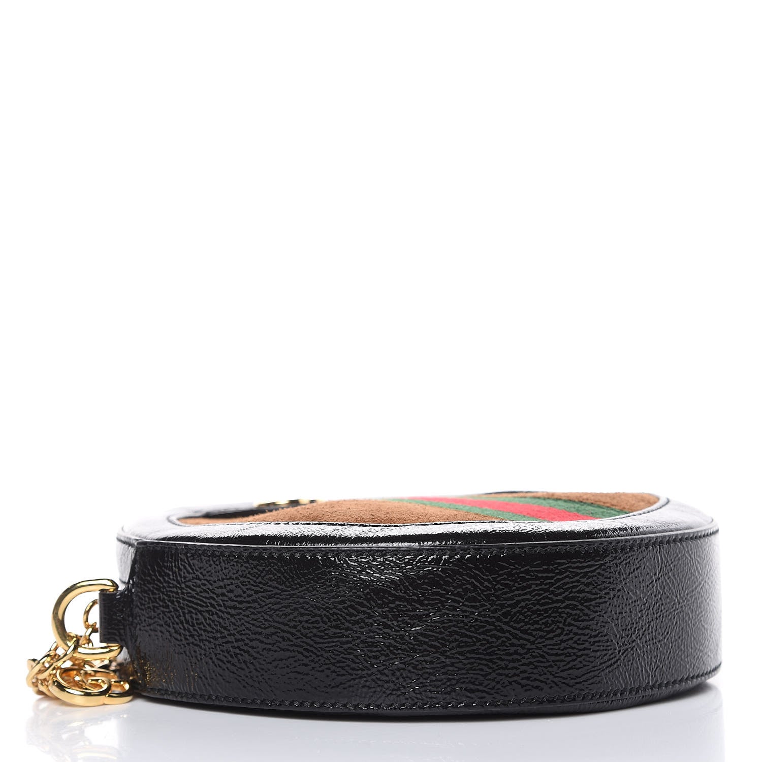 Gucci Suede Patent Web Mini Ophidia Round Shoulder Bag Nocciola Black 4 of 10