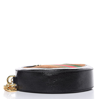 Gucci Suede Patent Web Mini Ophidia Round Shoulder Bag Nocciola Black 4 of 10