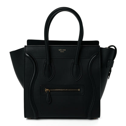 Celine Drummed Calfskin Micro Luggage Black 1 of 9
