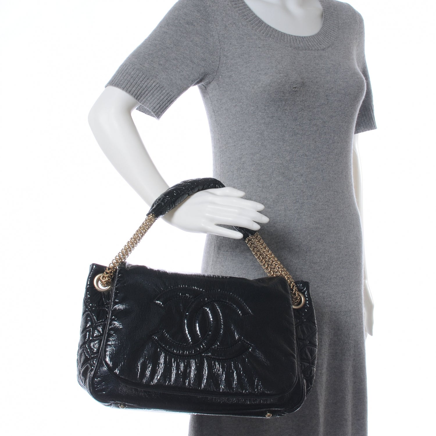 Chanel Vinyl Rodeo Flap Bag Black 2 of 7