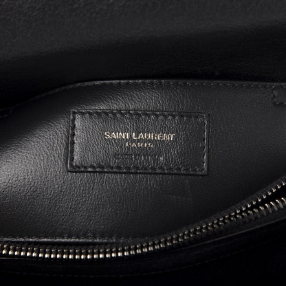 Saint Laurent Sheepskin Matelasse Chevron Monogram Medium College Bag Black 7 of 10