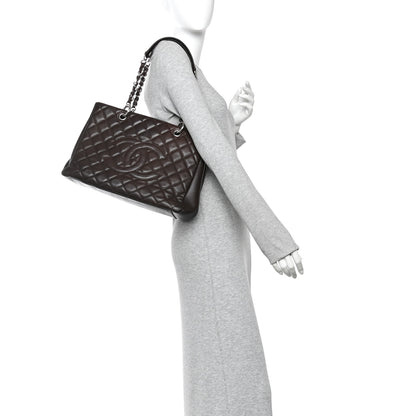 Chanel Caviar Quilted Grand Shopping Tote GST Dark Brown 2 of 13