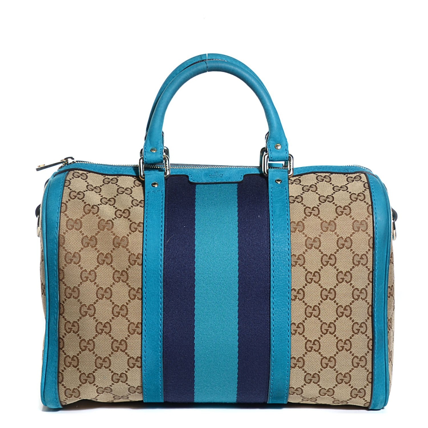 Gucci Monogram Vintage Web Medium Boston Teal 1 of 10