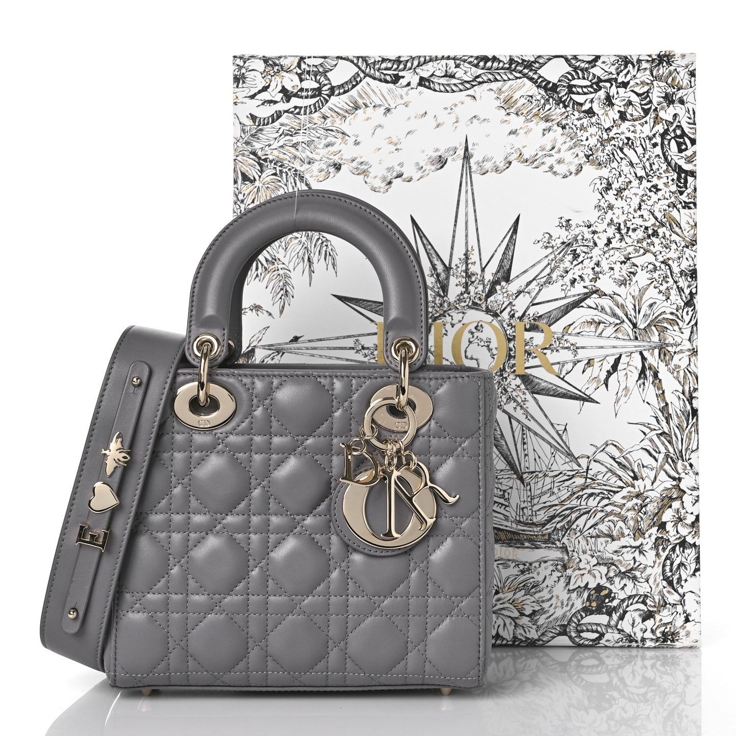 Lambskin Cannage Small My ABCDior Lady Dior Grey