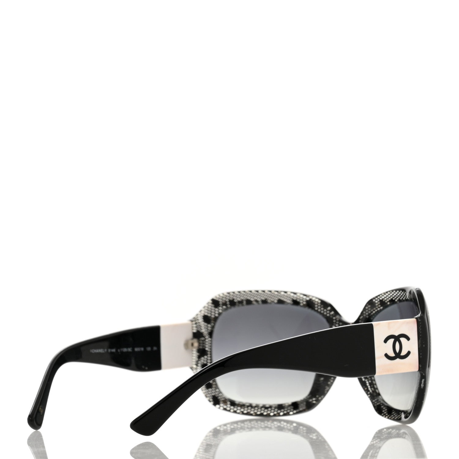 Chanel Acetate CC Lace Effect Sunglasses 5146 Black White 4 of 9